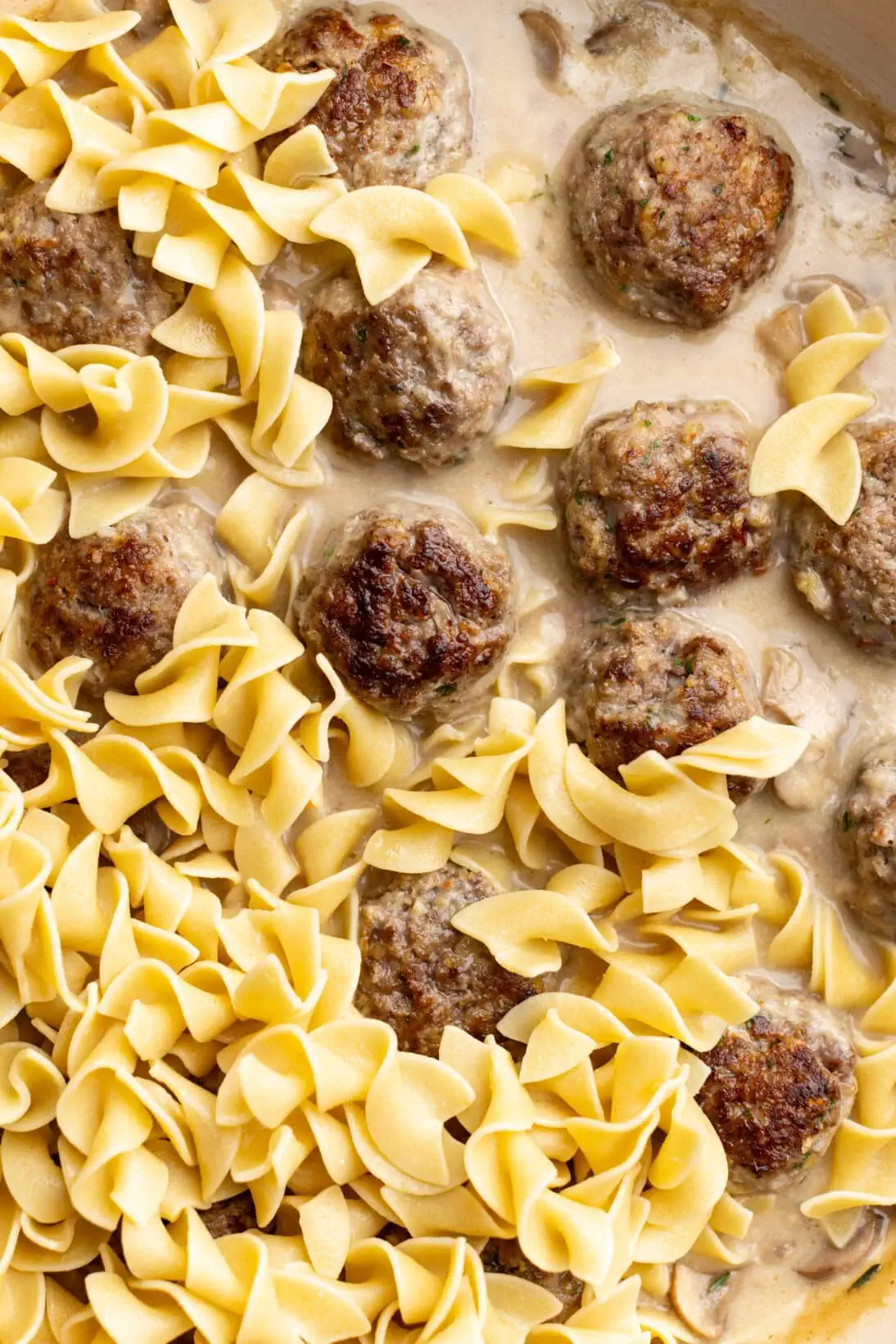 up close beef stroganoff meatballs