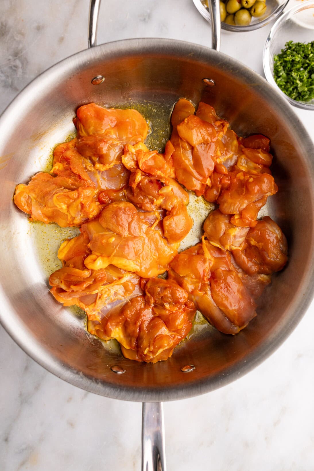 step by step: searing the chicken