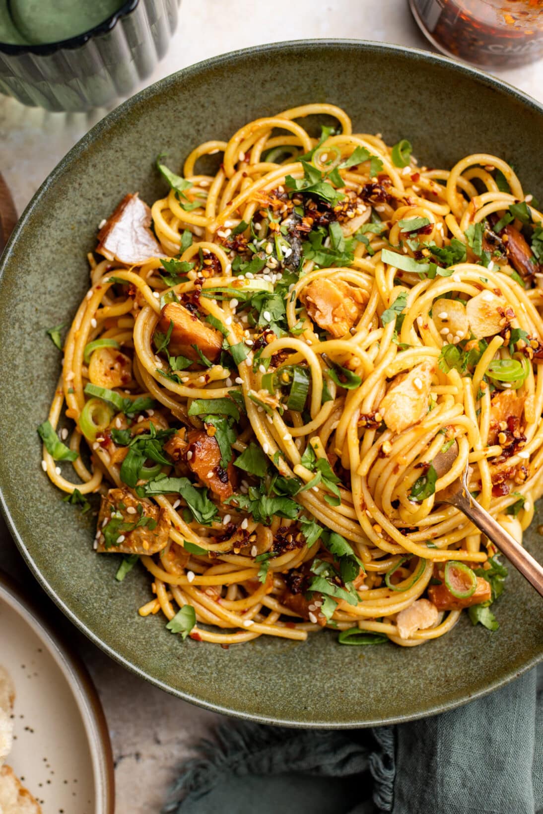 bowl of chili crisp pasta