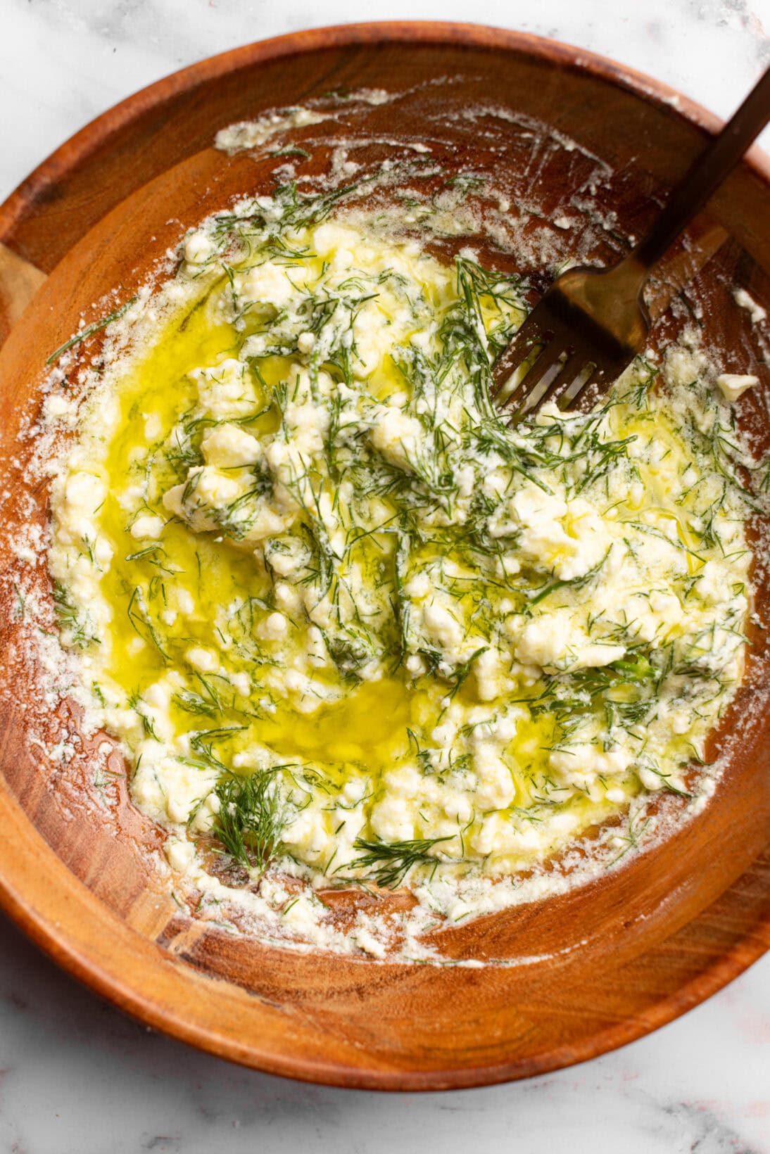 step by step: making the dressing.