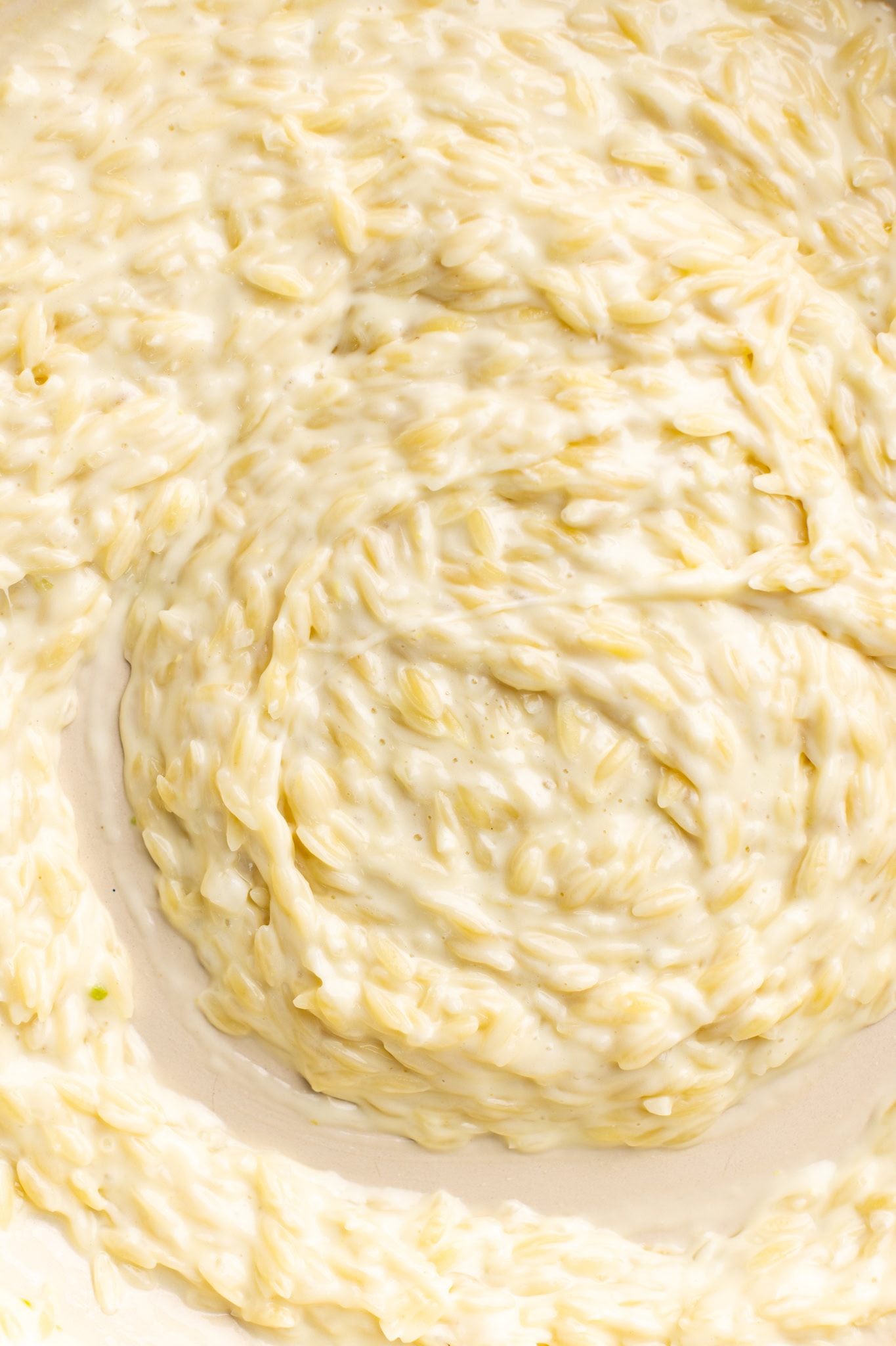 up close creamy Parmesan orzo risotto