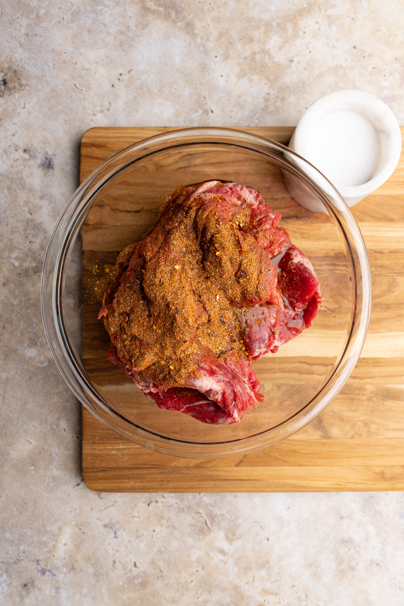 step by step: butchered skirt steak with the shawarma seasoning.