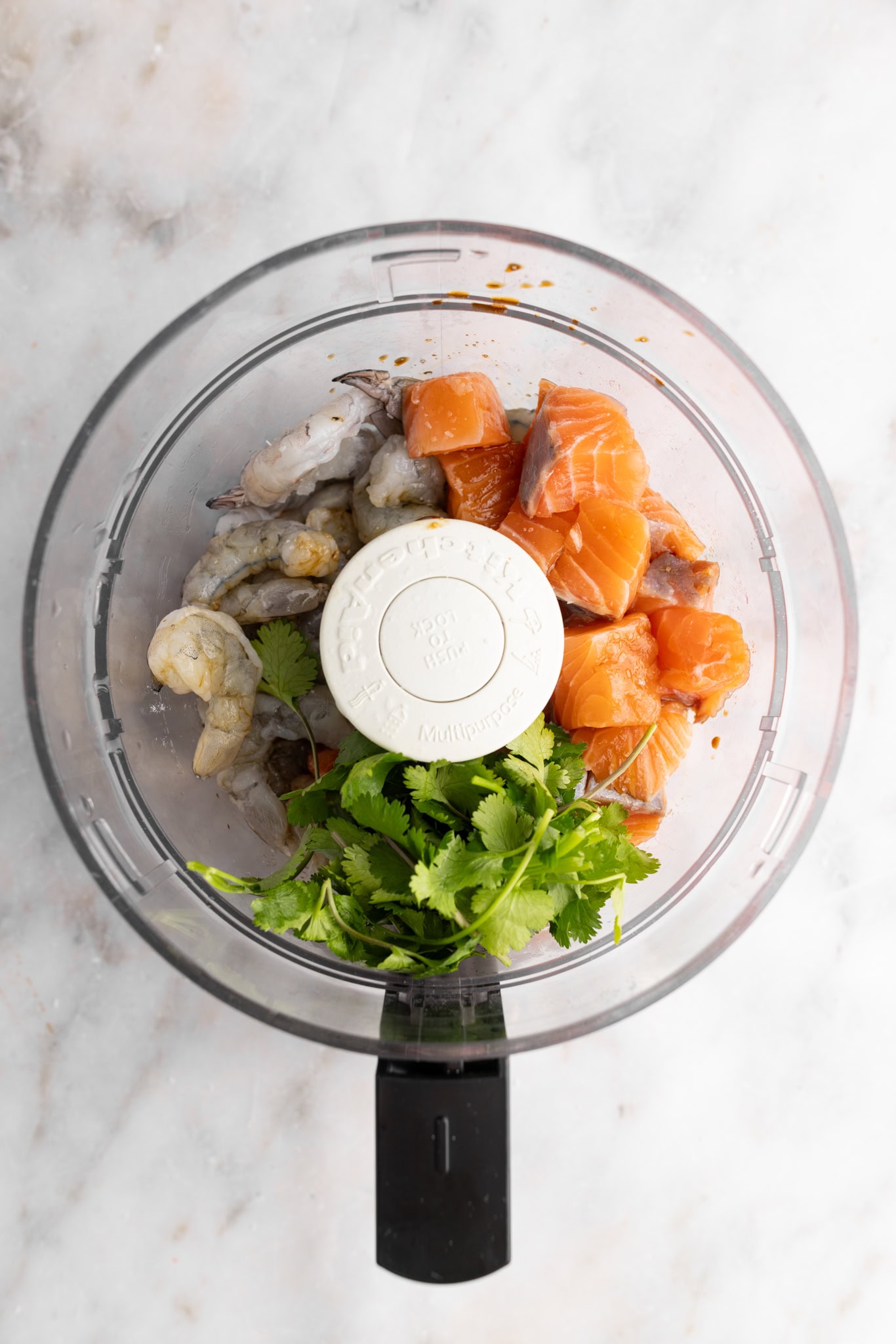 step by step: the ingredients in a food processor