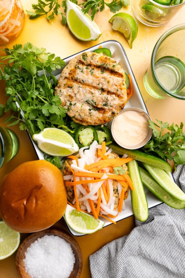 Banh Mi Salmon & Shrimp Burgers