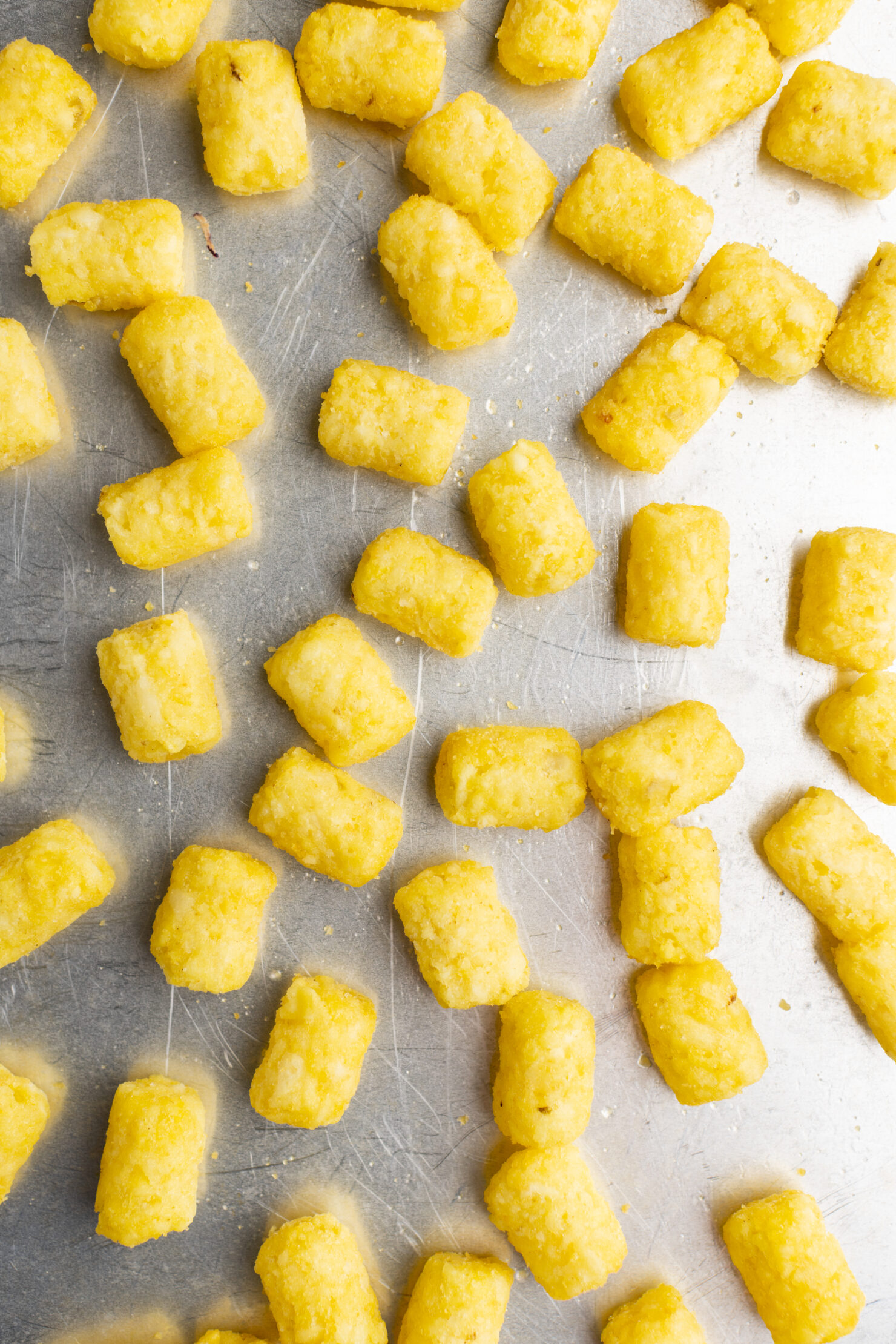 step by step: frozen tater tots on a sheet tray