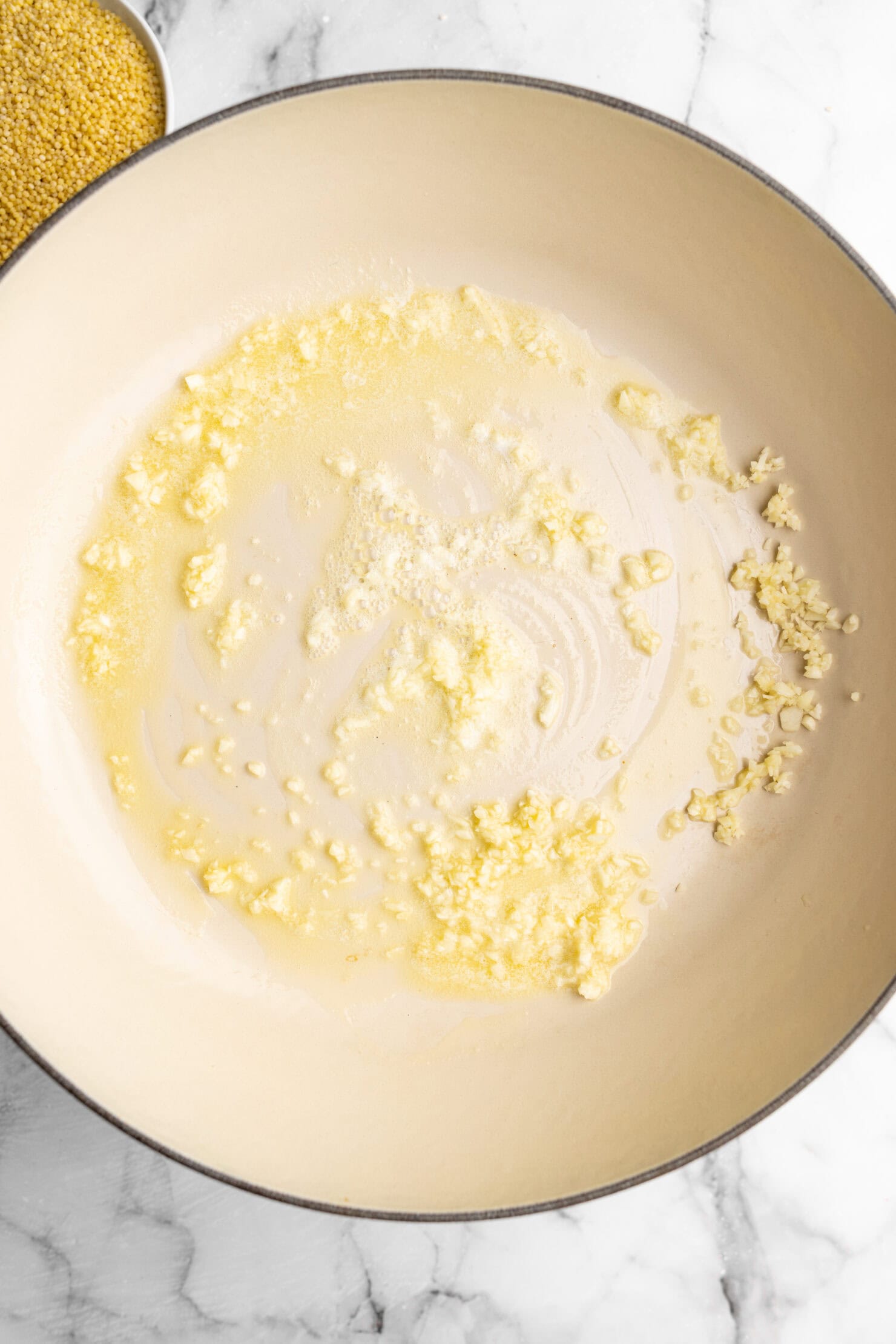 step by step: sauteing the garlic in butter.