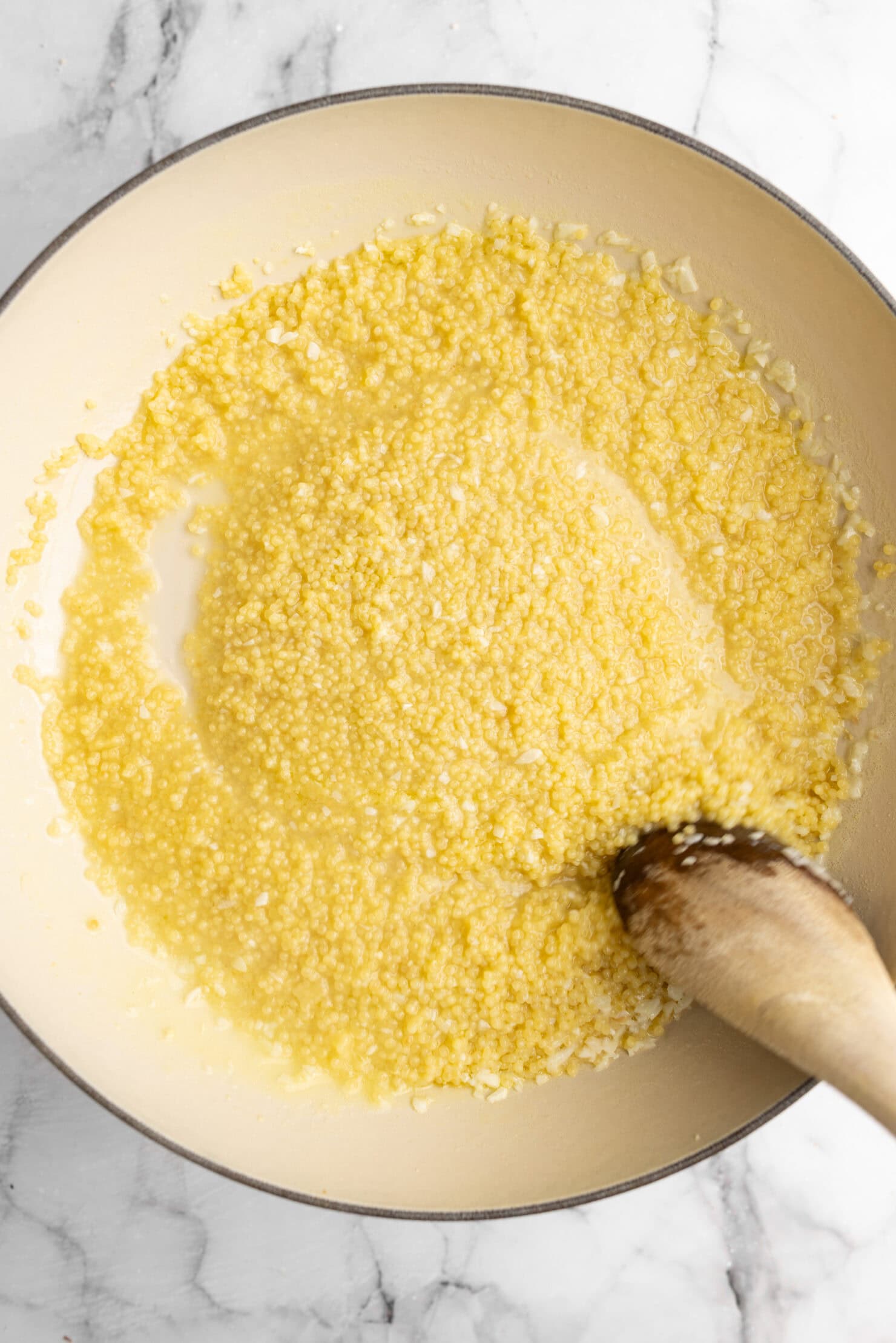 step by step: cooking the garlic parmesan pastina