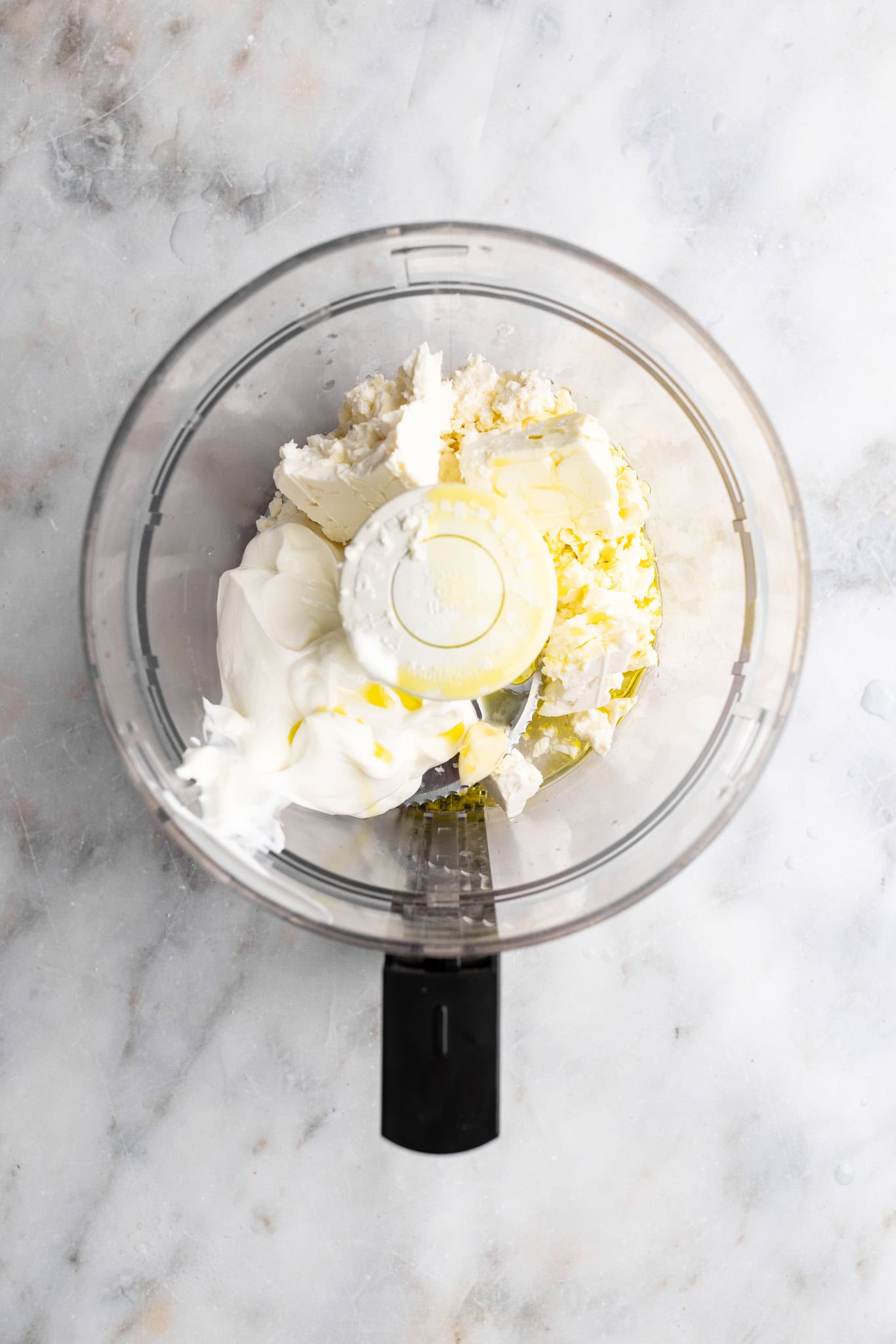 step by step: ingredients for the whipped feta, not blended