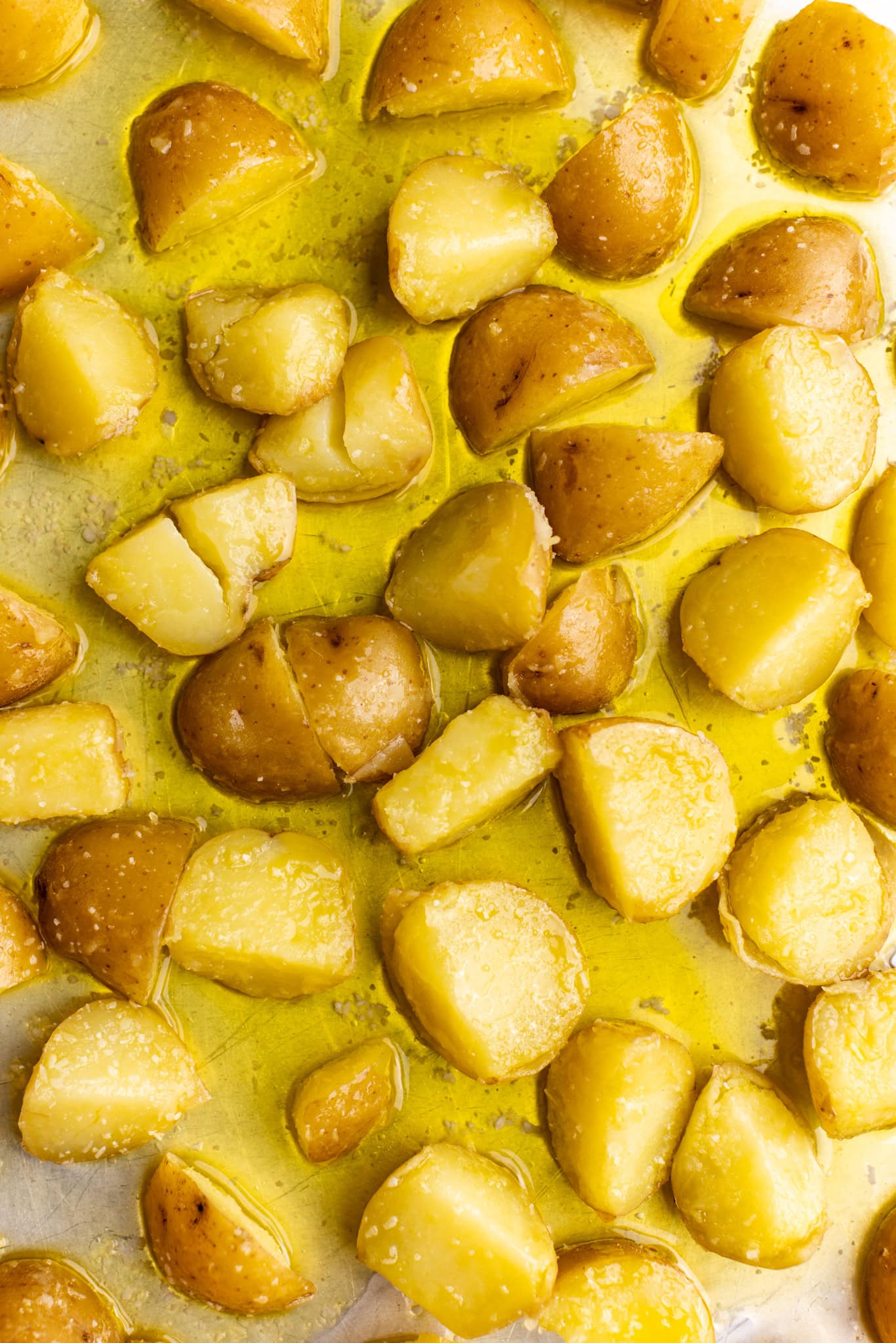 step by step: roasting the potatoes, raw