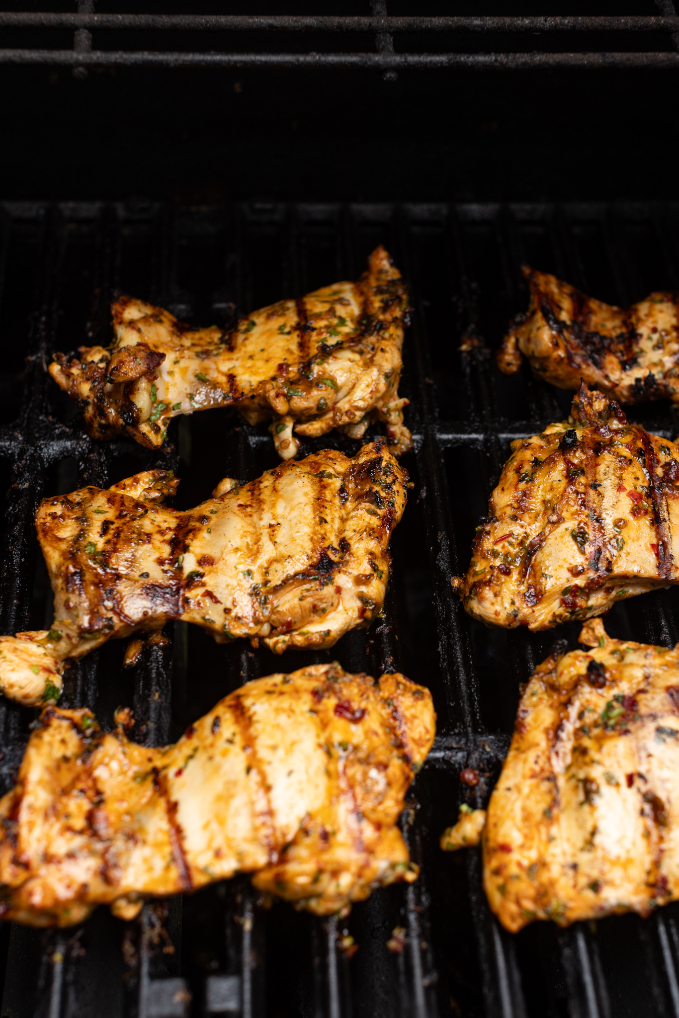 step by step: grilling the marinated thighs (cooked)