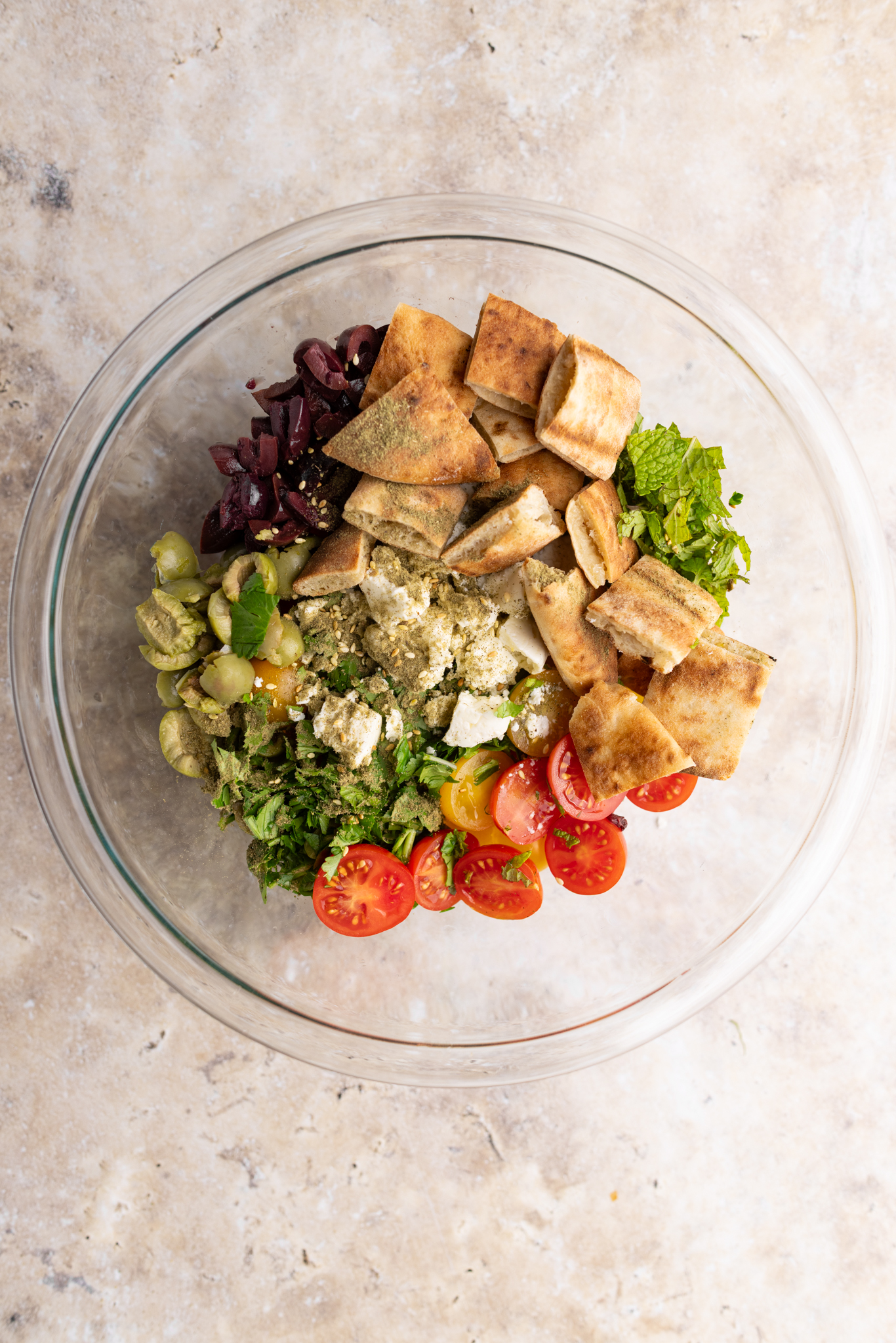 step by step: adding all the ingredients to a bowl